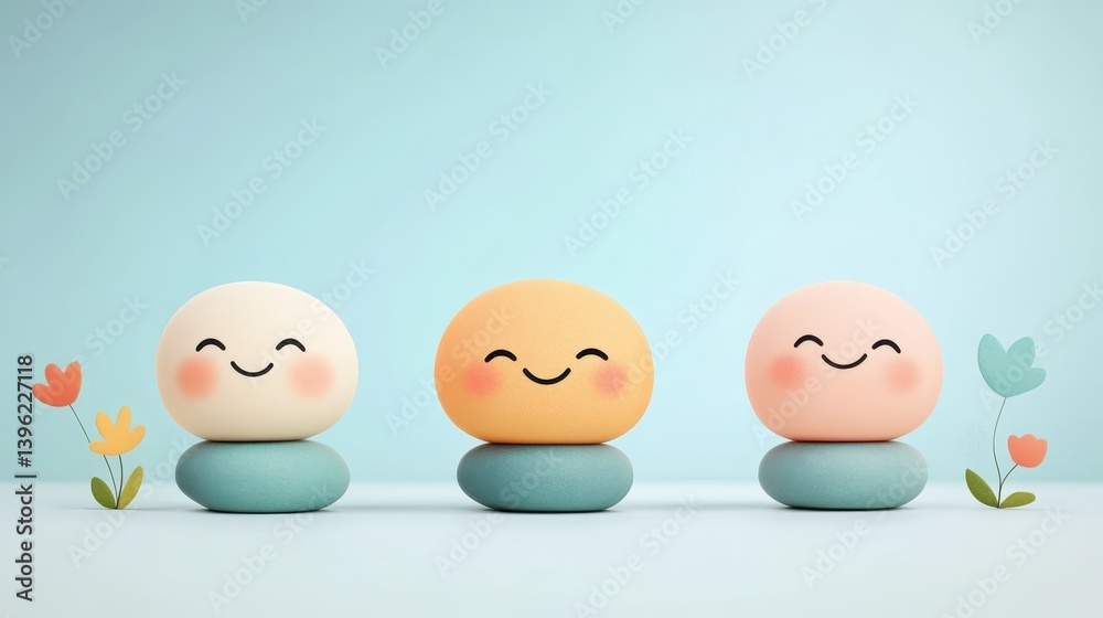 Three eggs with unique faces drawing attention to uplifting phrases and positive mindsets for creative presentations Three eggs with unique faces drawing attention to uplifting phrases and positive mindsets for creative presentations