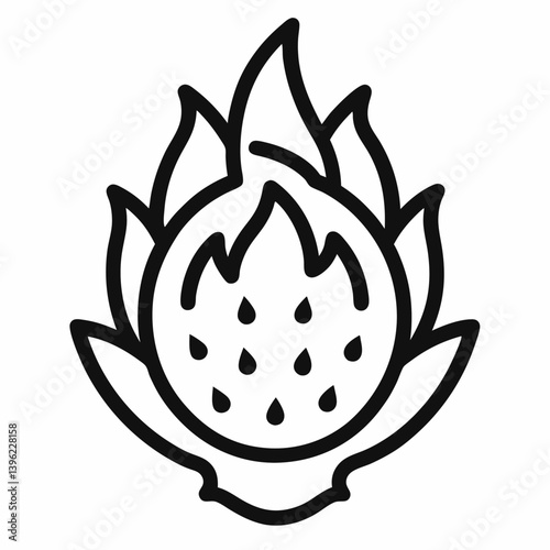 Dragon fruit Silhouette Vectoricon on white background