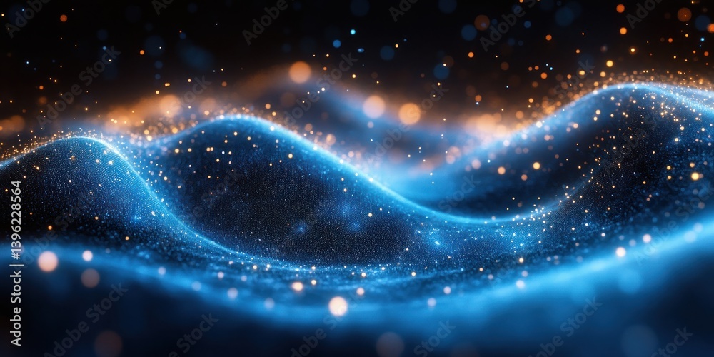 Fototapeta premium Futuristic Digital Waves Data Visualization Cyberpunk Style Neon Blue Lighting Abstract Composition Immersive Technology Art