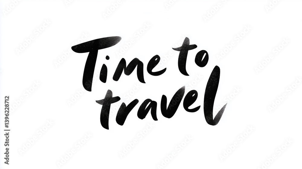 Time to travel calligraphy font, modern minimalist illustration.