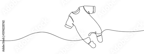 Continuous lines, baby clothes line art vector illustration background editable stroke.