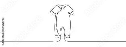 Continuous lines, baby clothes line art vector illustration background editable stroke.