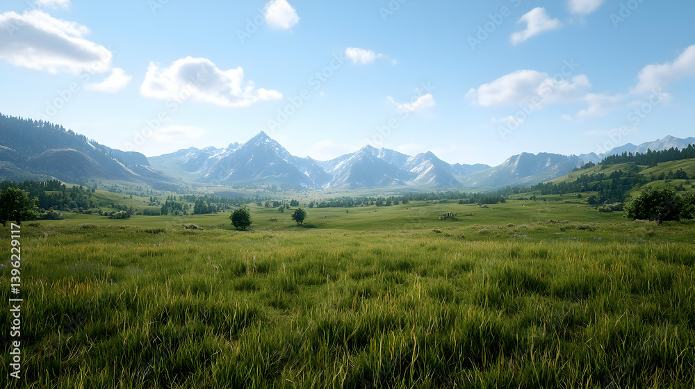 Fototapeta premium Sunny Mountain Valley Landscape