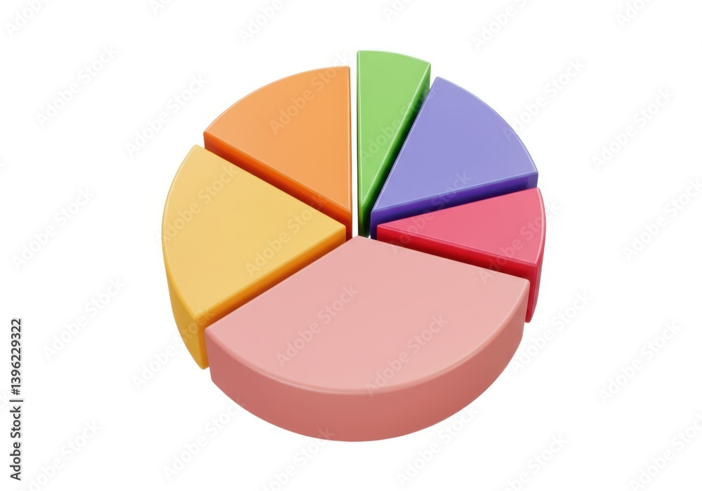 Obraz premium Colorful pie chart diagram data visualization presentation isolated on white background