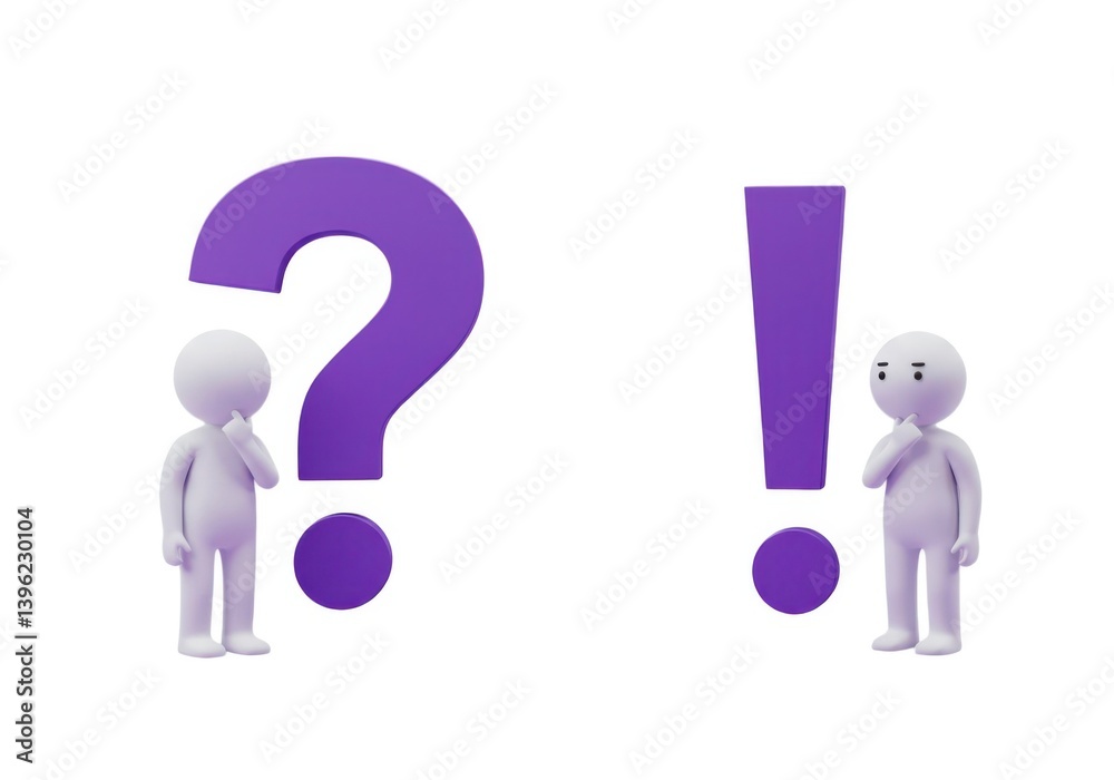 Question versus answer concept with stick figures thinking isolated on white background Question versus answer concept with stick figures thinking isolated on white background