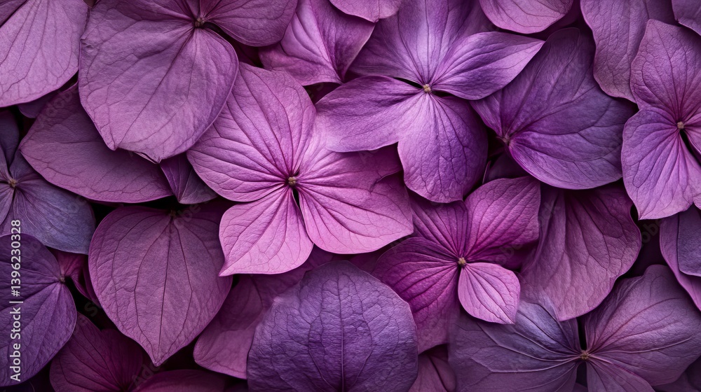A close up view of many purple hydrangea petals creating a textured floral background image A close up view of many purple hydrangea petals creating a textured floral background image