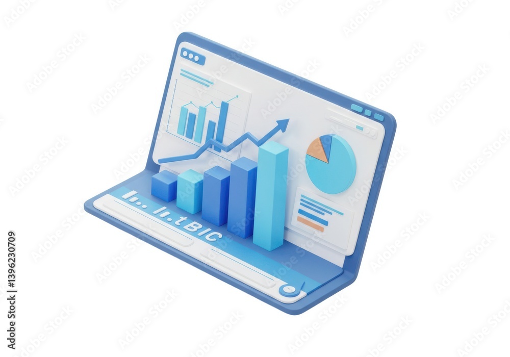Business analytics dashboard showing financial performance isolated on white background
