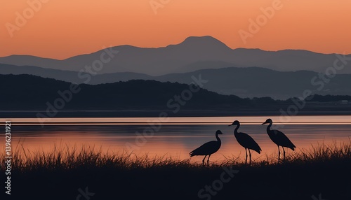 Birds Silhouette Sunrise Mountains