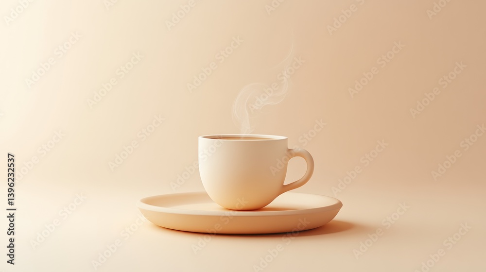 Steaming Hot Beverage in a Minimalist Cup and Saucer Perfect for Warm Drinks Cozy Atmosphere Steaming Hot Beverage in a Minimalist Cup and Saucer Perfect for Warm Drinks Cozy Atmosphere
