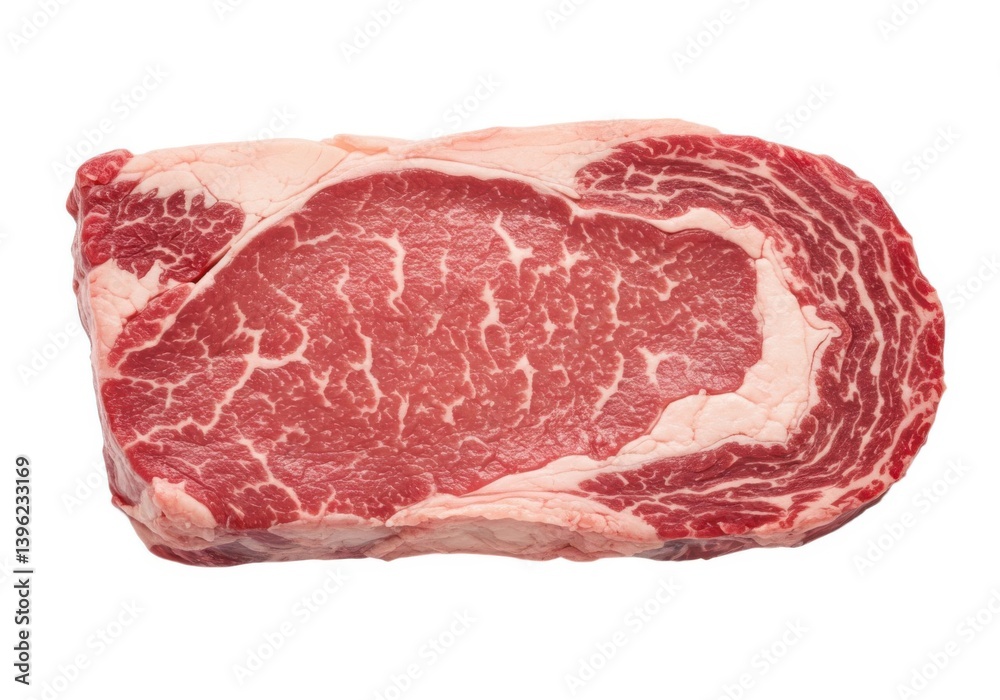 Fresh ribeye steak cut raw meat for grilling and cooking isolated on white background Fresh ribeye steak cut raw meat for grilling and cooking isolated on white background