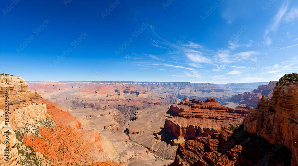 Grand Canyon Panorama Under Sunny Blue Sky Grand Canyon Panorama Under Sunny Blue Sky