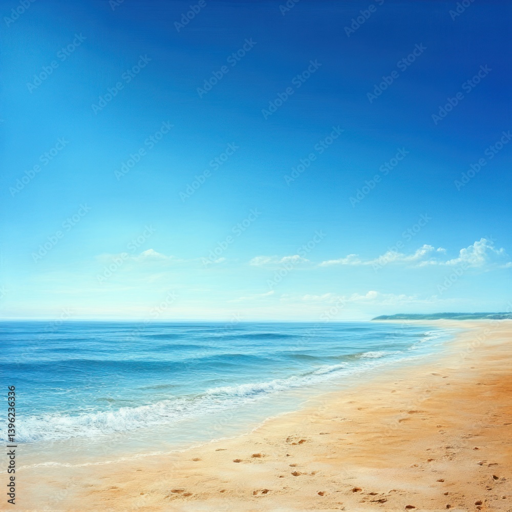 Tropical Beach Scene with Golden Sand and Blue Sky Relaxing Nature Landscape Tropical Beach Scene with Golden Sand and Blue Sky Relaxing Nature Landscape
