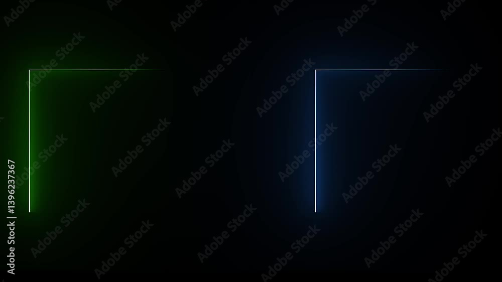 glowing neon light double square frame video