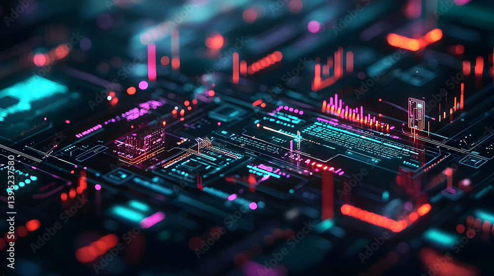 Abstract Futuristic Digital Circuit Board Graphic
