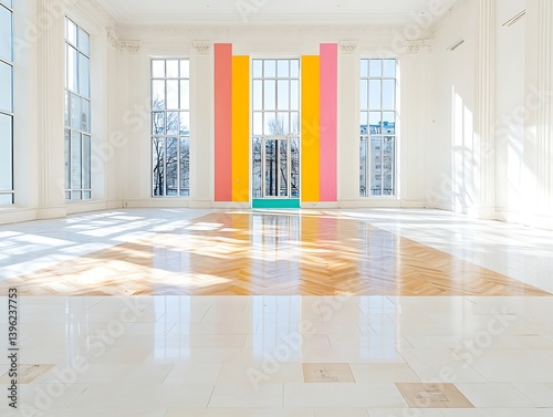 Empty Hall, Colorful Walls, Sunlight