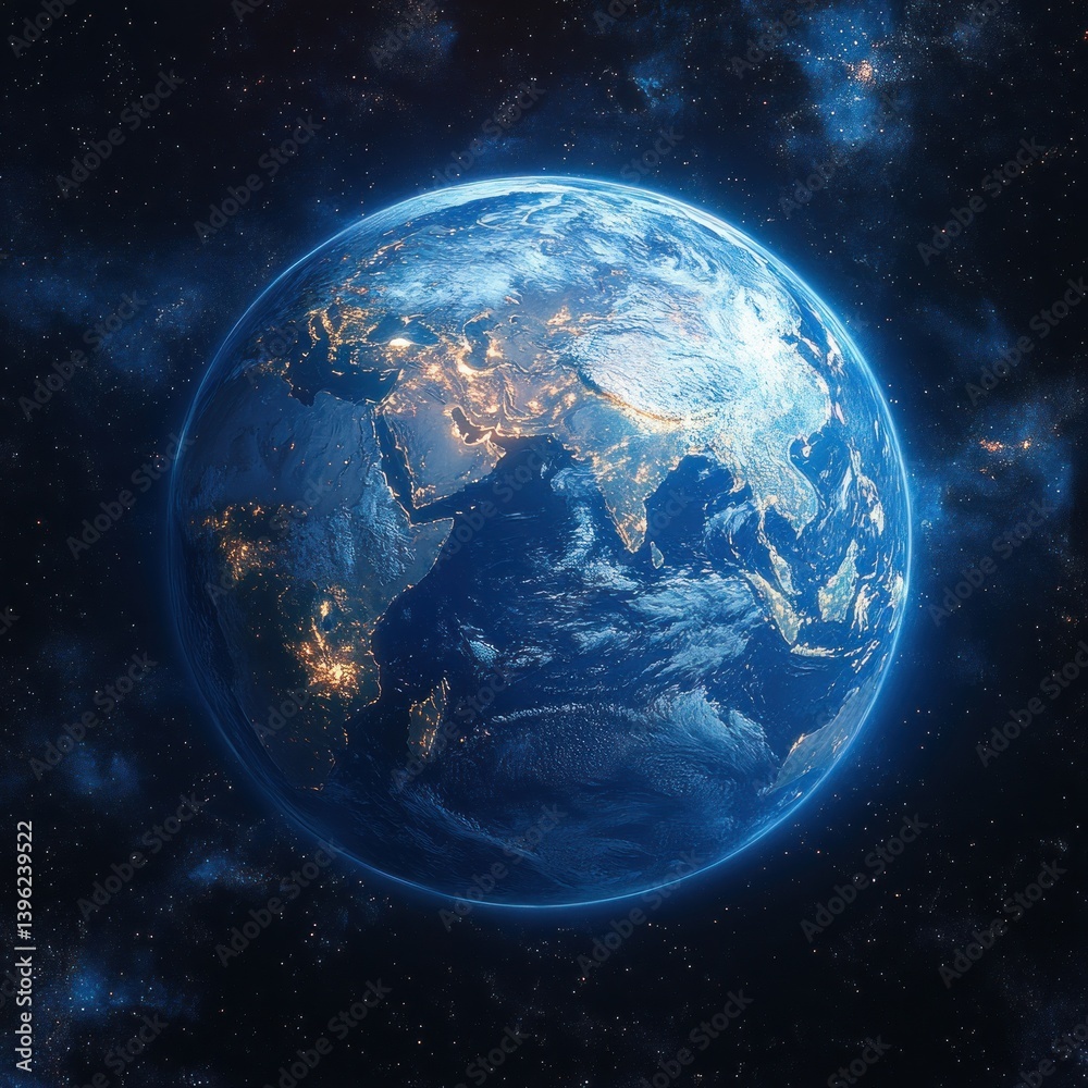 Earth from Space Vibrant Asia-Pacific View with Sunlight Earth from Space Vibrant Asia-Pacific View with Sunlight