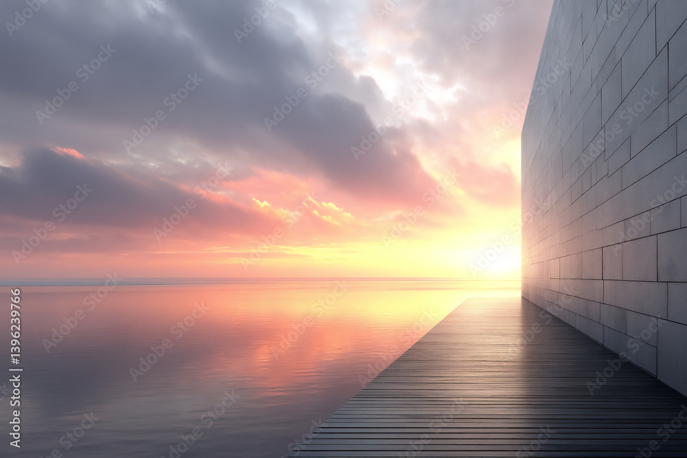 Fototapeta premium sunset pool: modern residence