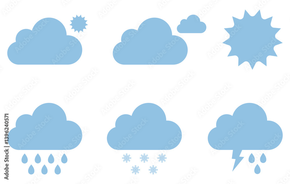 Weather icons isolated on white background.