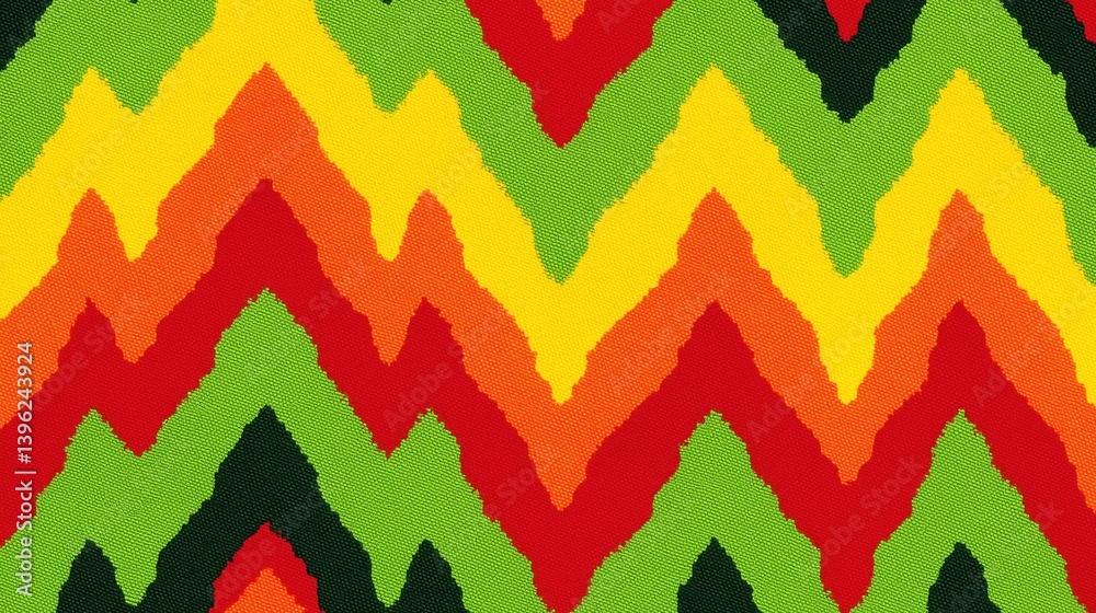 Colorful zigzag pattern showcasing vibrant shades and textures on fabric.