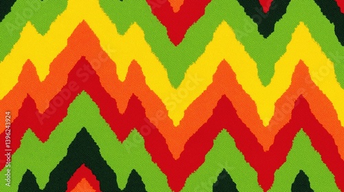 Obraz na płótnie Colorful zigzag pattern showcasing vibrant shades and textures on fabric. w salonie