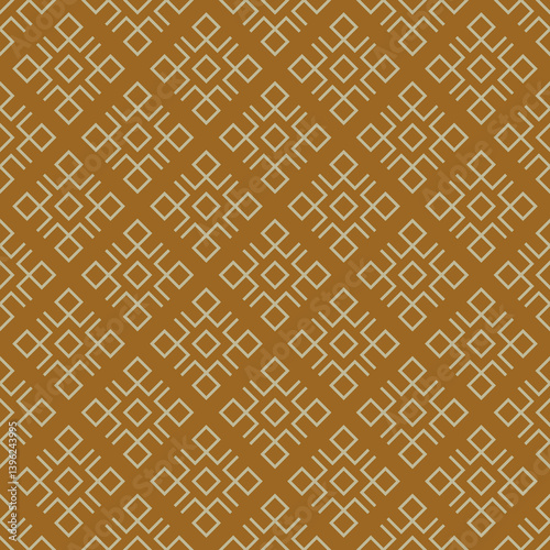 Geometric Textile Seamless Pattern Vector Background in Gold and Brown, Minimal Ethnic Style for Fabric, Wallpaper, Poster, Graphic Design, and Print Use