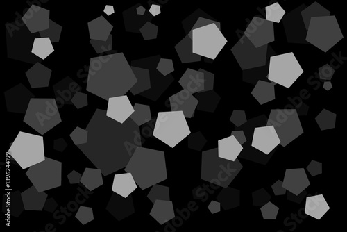 Black pentagon shapes create a dark geometric background, perfect for moody digital projects, album covers, or tech-related visuals.