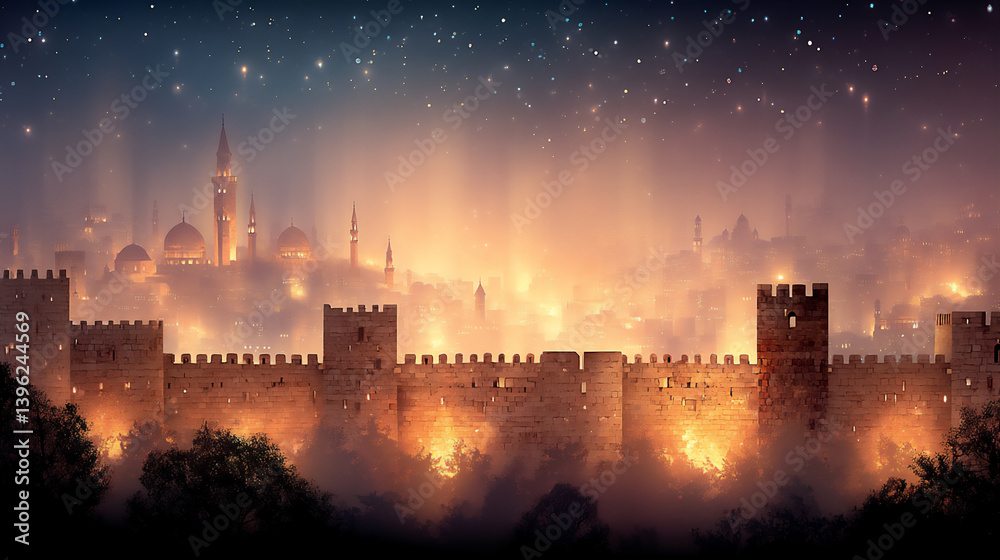 Naklejka premium jerusalem siege: fire walls