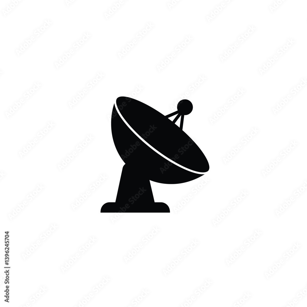 Black And White Illustration Of Satellite Dish For Communication Systems And Technology Black And White Illustration Of Satellite Dish For Communication Systems And Technology