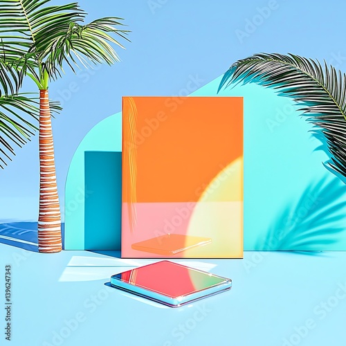 Summer Mockup Orange with Teal, and Palm.