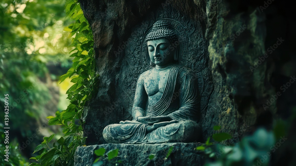 Buddha statue peaceful nature environment Buddha statue peaceful nature environment