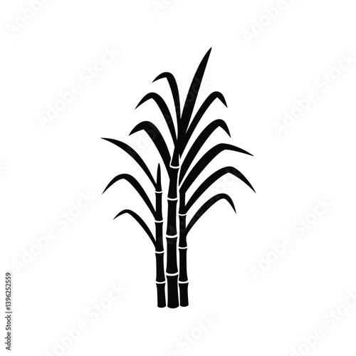 Sugarcane Plant Silhouette Graphic Vector Illustration For Agro Industry And Food Production