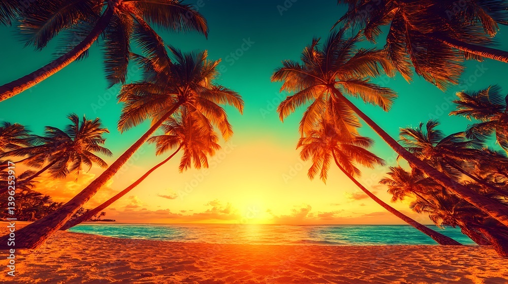 Fototapeta premium Spectacular Tropical Sunset on a Pristine Beach