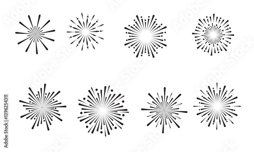 firework line icon set, happy new year firework .vector ilustration.