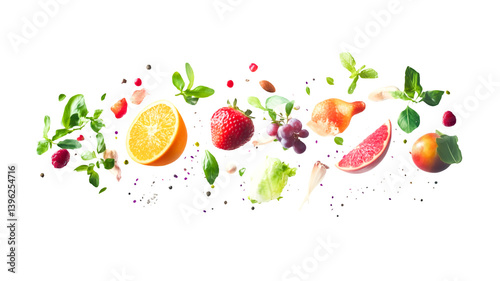Vibrant Fruits and Herbs Exploding with Freshness A Delightful Culinary Dance