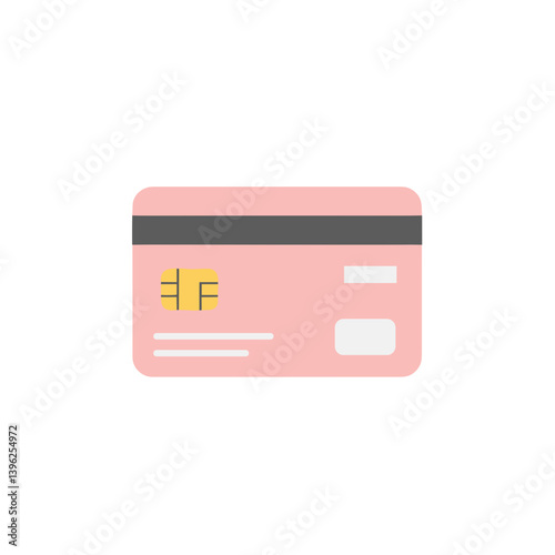 Pink ATM Card with Chip Vector on Transparent Background – Modern Banking Illustration for Finance, E-commerce, and Payment Concepts