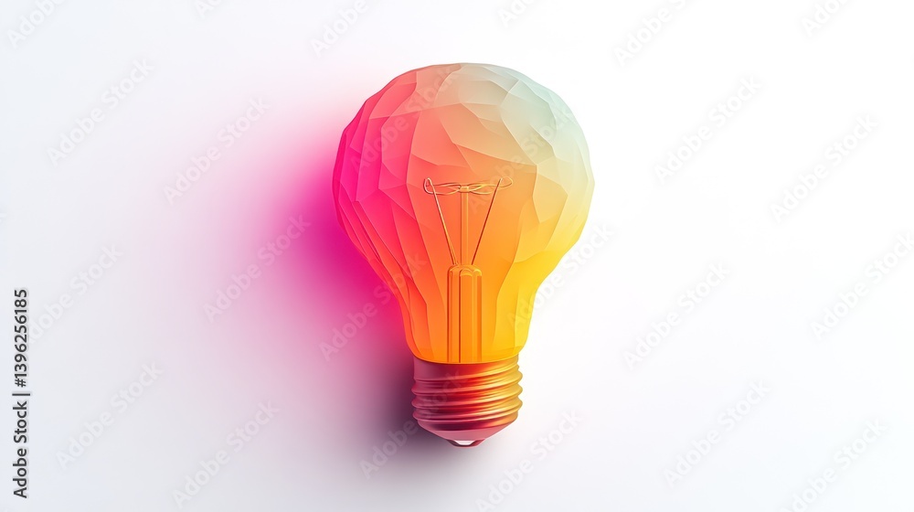 Geometric Light Bulb with Vibrant Gradient Colors Symbolizing Innovation and Creativity for De Geometric Light Bulb with Vibrant Gradient Colors Symbolizing Innovation and Creativity for De