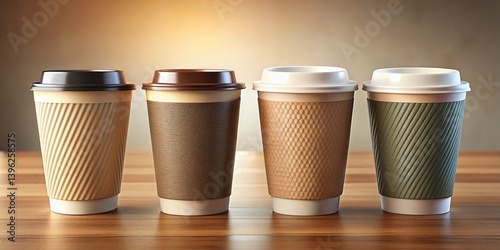 Wallpaper Mural Four Coffee Cups - Modern Aesthetic Torontodigital.ca