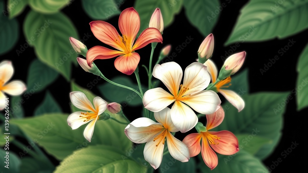 Fototapeta premium Summer Bloom Floral Organic Background Illustration