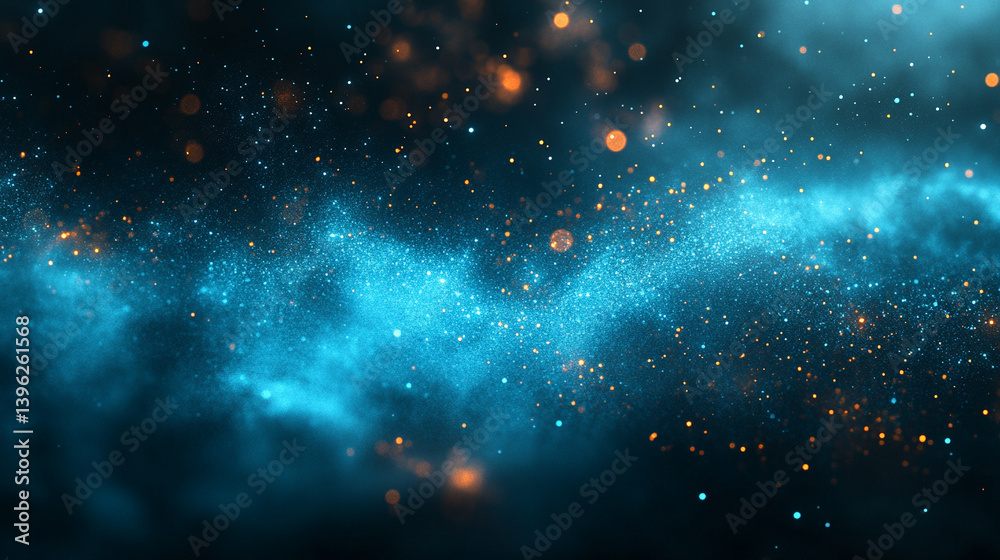 Dark grainy banner background with cyan blue glowing dynamic light lines and abstract noise texture on a black backdrop, offering a modern, minimalist design with a bright tone and empty space for cap