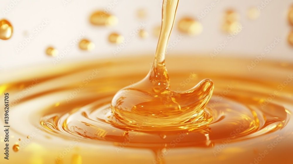 Golden elixir cascades, creating mesmerizing ripples and luminous globules of honey Golden elixir cascades, creating mesmerizing ripples and luminous globules of honey