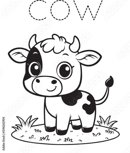 drawing cow for kids and for drawing book stock