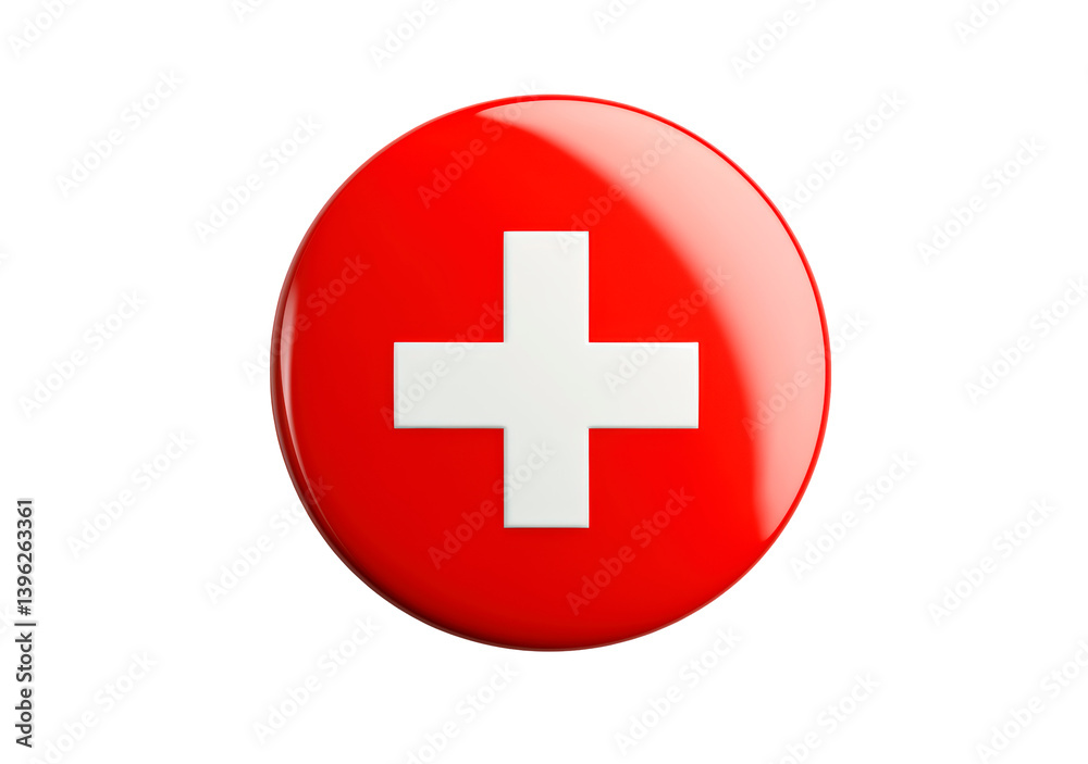 Switzerland flag circular button isolated on transparent background Switzerland flag circular button isolated on transparent background