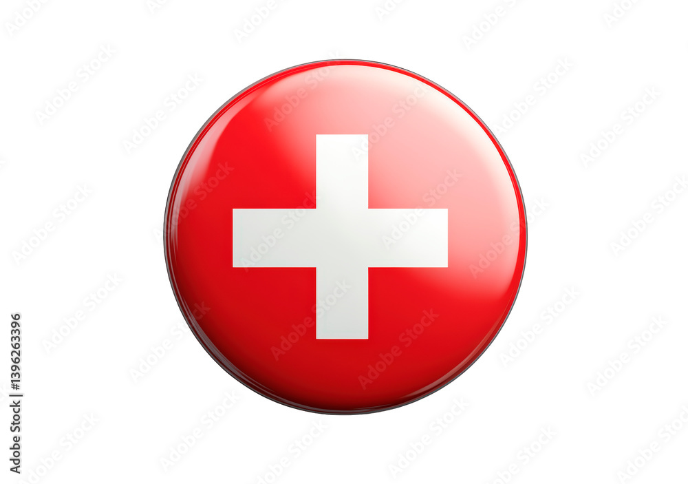 Switzerland flag circular button isolated on transparent background Switzerland flag circular button isolated on transparent background
