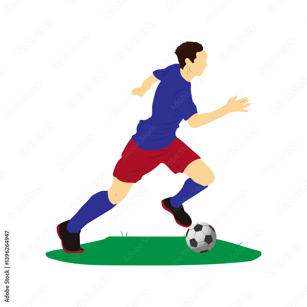 Fototapeta premium Dribble ball with futsal, football, or soccer player vector.