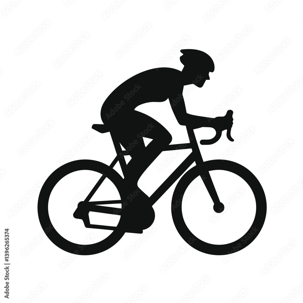 Fototapeta premium Silhouette of a Mountain Biker Riding Uphill