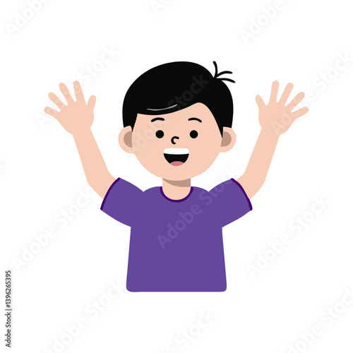 happy boy with arms outstretched