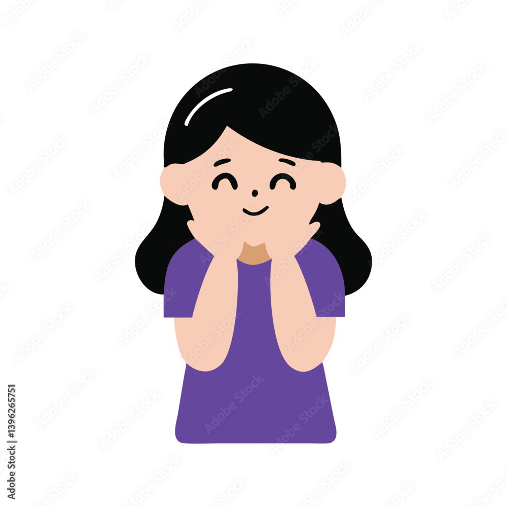 Shy girl hiding face with hands vector illustration Shy girl hiding face with hands vector illustration