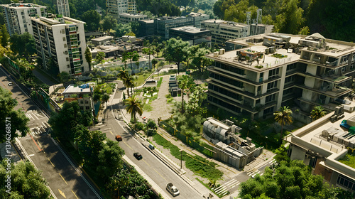 Aerial View Of A Ruined Tropical City