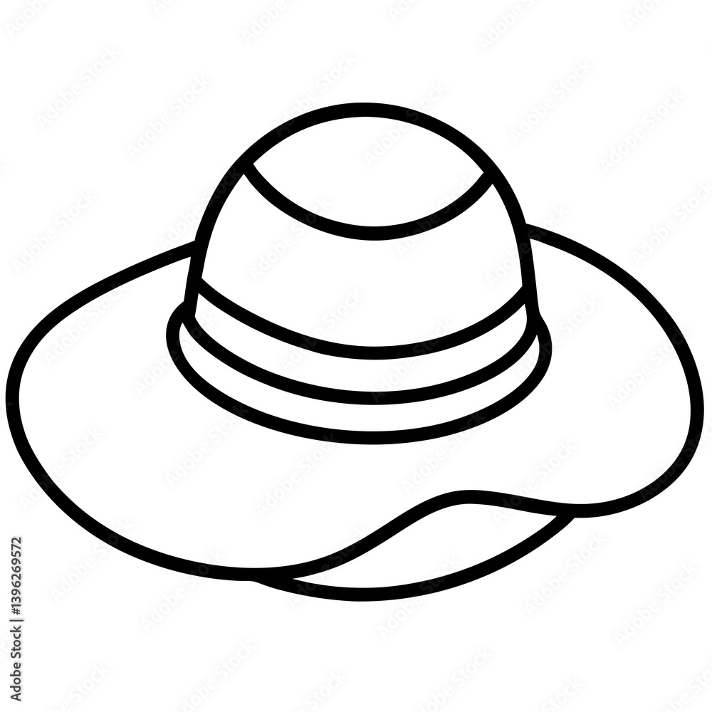 Minimal Sun Hat Vector Illustration on White Background Minimal Sun Hat Vector Illustration on White Background