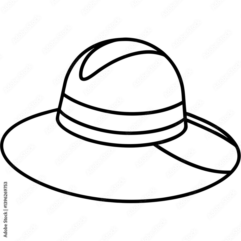 Minimal Sun Hat Vector Illustration on White Background Minimal Sun Hat Vector Illustration on White Background